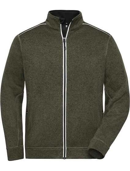 JN Pánská pracovní pletená fleece bunda Solid 02.0 olive melange/black model 22493635 - Daiber JN Pánská pracovní pletená fleece bunda Solid 02.0 olive melange/black model 22493635 - Daiber