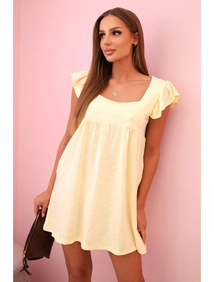 Dámská bavlněná šaty s krátkým rukávem a model 21774745 nařasením malinová - K-Fashion