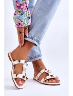 Dámské pantofle s velkými cvočky Bíle Mercure Dámské pantofle s velkými cvočky Bíle Mercure