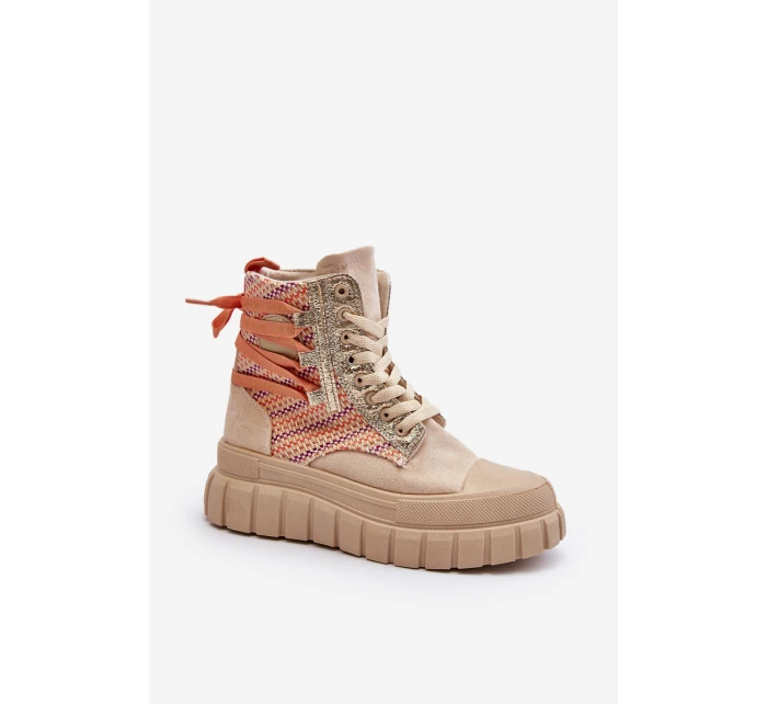 Vysoké Semišové Tenisky Bežové model 21650673 - Boto Vysoké Semišové Tenisky Bežové model 21650673 - Boto