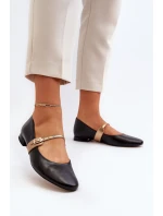 Dámské kožené baleríny na plochém podpatku model 21651882 černé - Laura Messi