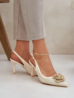 Pletené Lodičky S Odkrytou Patou Béžové Lanithra