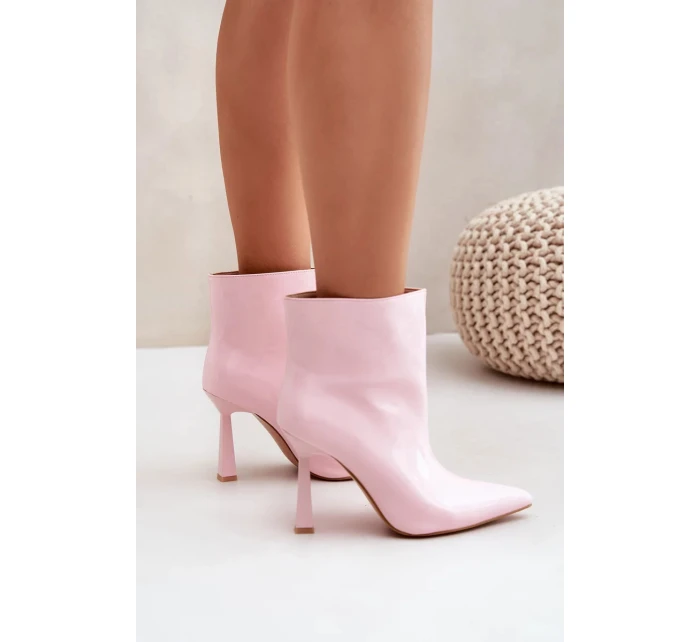 Lakované Kotníkové Boty Na Špičce Nazouvací Světle Růžové Seliri Lakované Kotníkové Boty Na Špičce Nazouvací Světle Růžové Seliri