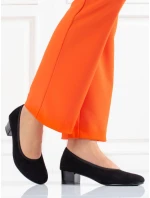 Designové  lodičky dámské černé na širokém podpatku