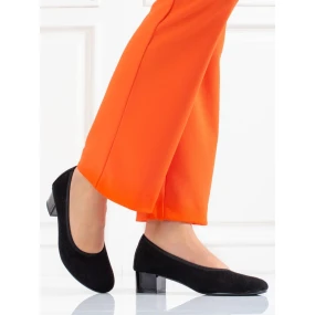 Designové  lodičky dámské černé na širokém podpatku