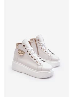 Dámské vysoké tenisky na zip Lemar bílé model 21637631 - Boto Dámské vysoké tenisky na zip Lemar bílé model 21637631 - Boto