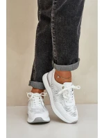 Kožené Sportovní Boty Dámské Sneakers S.Barski LR51-551 Bílé