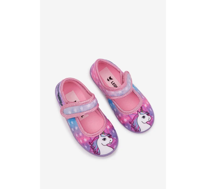 Balerínky Pantofle Pro Dívky Na suchý zip UNICORN Růžové Silviera Balerínky Pantofle Pro Dívky Na suchý zip UNICORN Růžové Silviera
