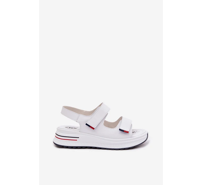 Kožené dámské sandály na platformě na suchý zip bílé Jemela Kožené dámské sandály na platformě na suchý zip bílé Jemela