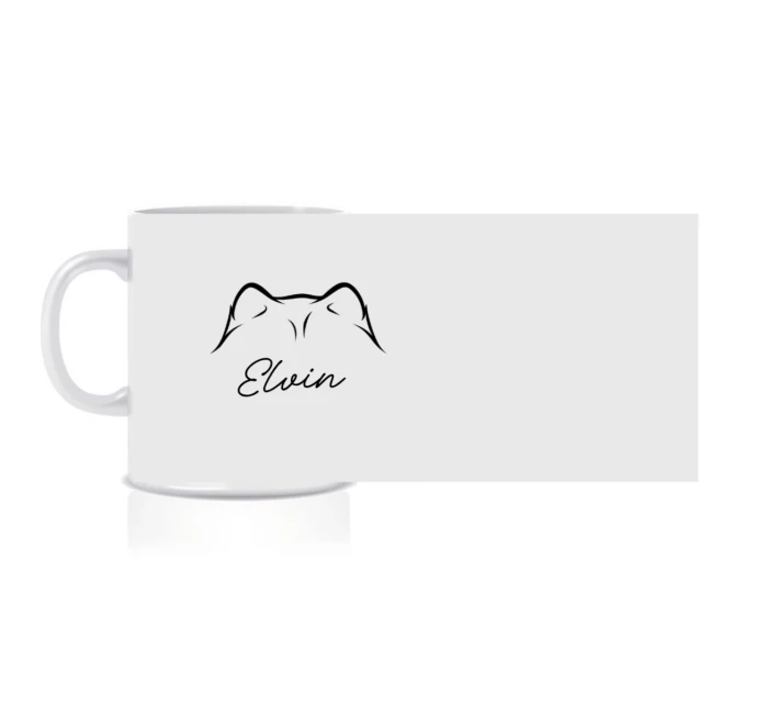 Personalizovaný klasický bílý keramický hrníček 300 ml se zvířecími oušky 