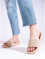 Módní dámské nazouváky hnědé bez podpatku Módní dámské nazouváky hnědé bez podpatku