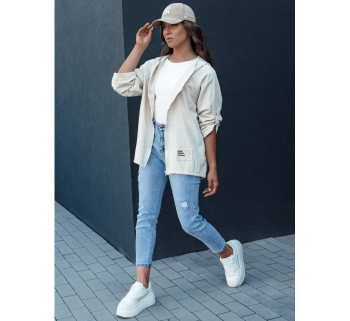 Dámská přechodná bunda s kapucí MANDIA light beige FashionStreet TY4479