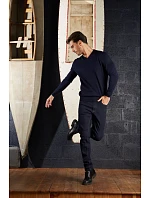 Men Pánský svetr s výstřihem do V night blue model 22500678 - NEOBLU