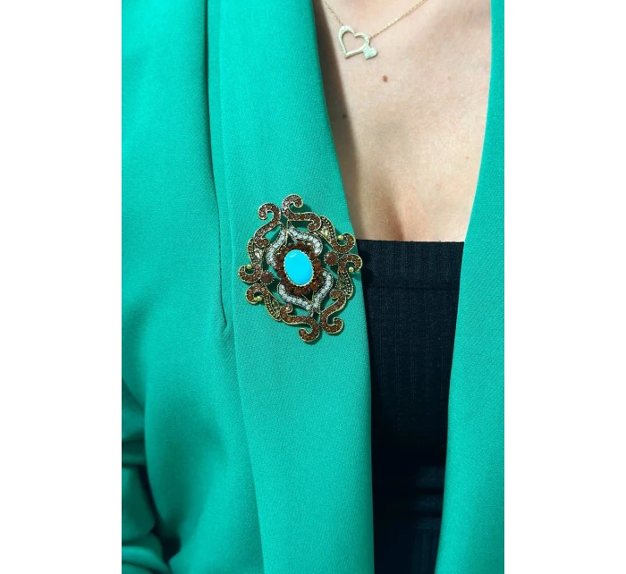 Brož XZ459-107 zlato + modrá