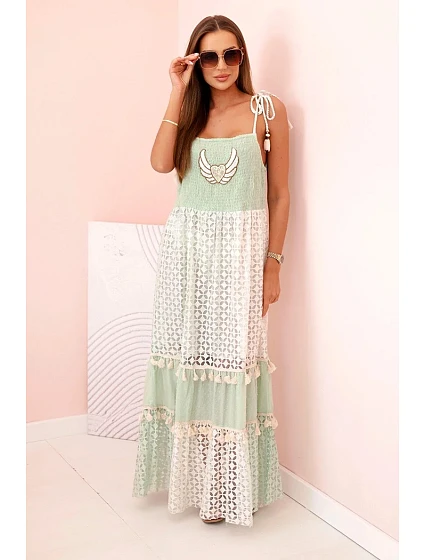 Dámské boho šaty s ramínky s výšivkou a krajkou mincovna