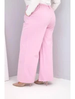 Dámské kalhoty Plus Size s širokými nohavicemi a vysokým pasem tmavě pudrově růžová