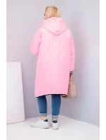 Dámská bunda Plus Size prošívaná s kapucí a manžetami růžová model 21911642 - K-Fashion