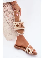 Háčkované dámské sandály na plochém podpatku béžové Nirina Háčkované dámské sandály na plochém podpatku béžové Nirina