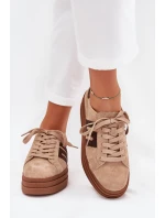 Dámské sneakersy na platformě z přírodní semiše béžové Eldira Dámské sneakersy na platformě z přírodní semiše béžové Eldira