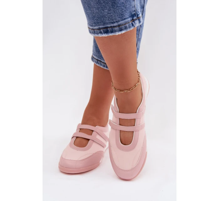 Sportovní dámské baleríny s pásky Růžové model 21956192 - Boto Sportovní dámské baleríny s pásky Růžové model 21956192 - Boto