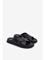 Kožené pánské pantofle Big Star model 22064034 Černé - Big Star Shoes Kožené pánské pantofle Big Star model 22064034 Černé - Big Star Shoes