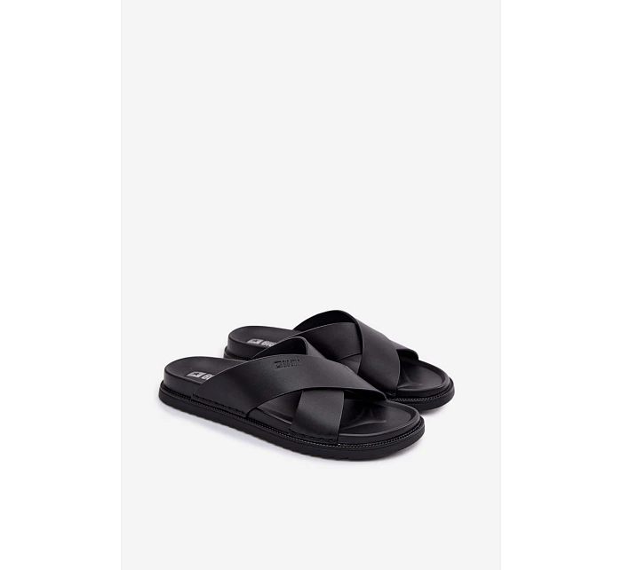 Kožené pánské pantofle Big Star model 22064034 Černé - Big Star Shoes Kožené pánské pantofle Big Star model 22064034 Černé - Big Star Shoes