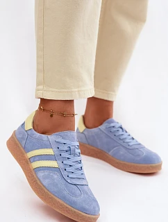 Kožené semišové dámské tenisky model 22101256 Modré - S.Barski