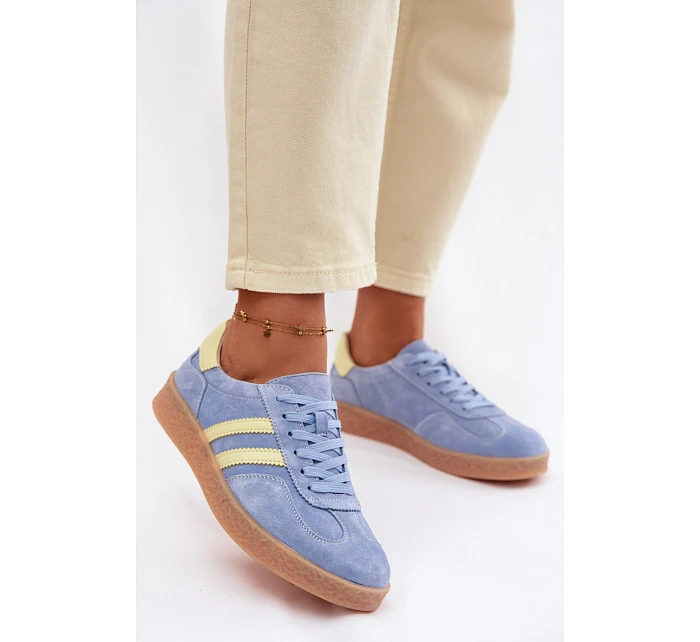 Kožené semišové dámské tenisky model 22101256 Modré - S.Barski Kožené semišové dámské tenisky model 22101256 Modré - S.Barski