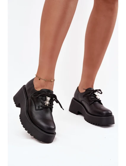 Dámské polobotky s připínacím doplňkem z eko kůže Laurea – černé