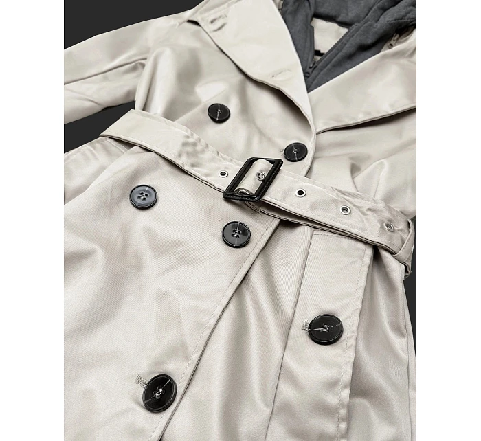 Klasický trenčkot s odnímatelnou kapucí Goodlookin light beige (T2-2252#-12) Klasický trenčkot s odnímatelnou kapucí Goodlookin light beige (T2-2252#-12)