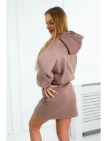 Hřejivé šaty s obálkovým spodním dílem mocca