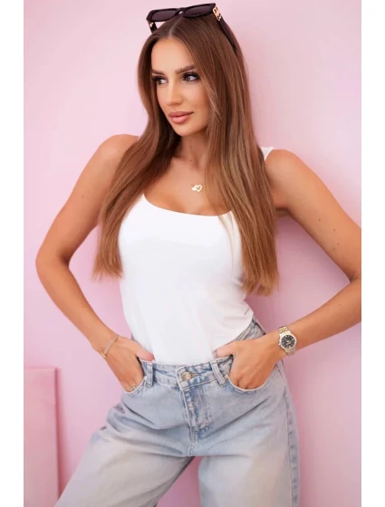 Dámská halenka na ramínka s výstřihem bílý Dámská halenka na ramínka s výstřihem bílý