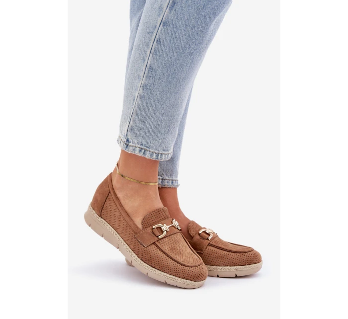mokasíny se zlatým detailem a  hnědé model 21683739 - Boto