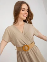 Sukienka DHJ SK model 21110918 beżowy - FPrice Sukienka DHJ SK model 21110918 beżowy - FPrice