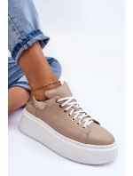 Dámská kožená sportovní obuv na platformě Beige Lemar Dámská kožená sportovní obuv na platformě Beige Lemar