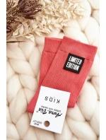 Dětské hladké ponožky s růžovou nášivkou