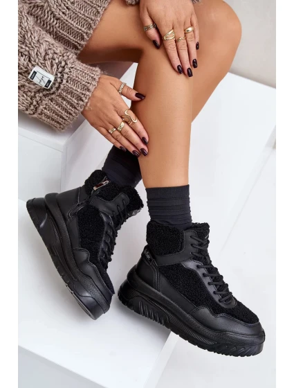 Dámské tenisky na platformě s beránkovým kožíškem Lee Cooper Černé Dámské tenisky na platformě s beránkovým kožíškem Lee Cooper Černé