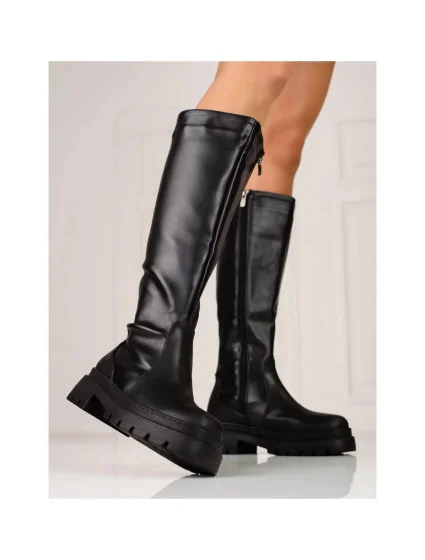 Dámské kozačky na plochém vysokém podpatku  model 17854844 - Gemini