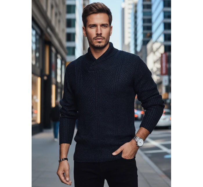 Pánský tmavě modrý svetr FashionStreet WX2257z Pánský tmavě modrý svetr FashionStreet WX2257z
