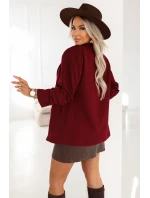 588-4 Dámské klasické sako s nabíranými rukávy - vínové 588-4 Dámské klasické sako s nabíranými rukávy - vínové