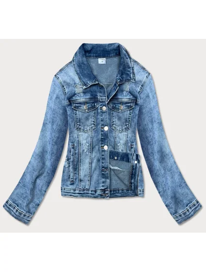 Světle modrá dámská džínová bunda s límcem (GD8631-K) Světle modrá dámská džínová bunda s límcem (GD8631-K)