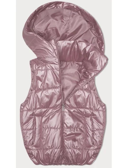 Růžová péřová vesta s odepínací kapucí model 19640133 - S'WEST Růžová péřová vesta s odepínací kapucí model 19640133 - S'WEST