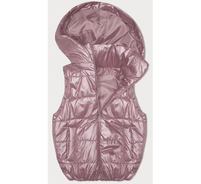 Růžová péřová vesta s odepínací kapucí model 19640133 - S'WEST Růžová péřová vesta s odepínací kapucí model 19640133 - S'WEST