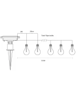 SOLÁRNÍ ZAHRADNÍ SVĚTLO GIRLANDA SOLÁRNÍ ŘETĚZ 4,9 M 40LED TEPLÁ BÍLÁ