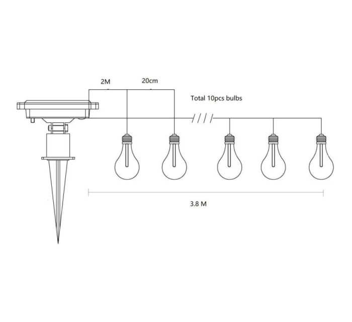 SOLÁRNÍ ZAHRADNÍ SVĚTLO GIRLANDA SOLÁRNÍ ŘETĚZ 4,9 M 40LED TEPLÁ BÍLÁ