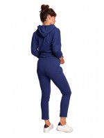 pletené kalhoty s ozdobnými zipy tmavě modré model 17636437 - BeWear