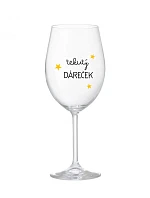 TEKUTÝ DÁREČEK - čirá sklenice na víno 350 ml