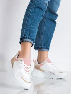 Výborné bílé dámské tenisky bez podpatku