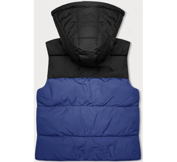 Modro-černá krátká dámská vesta J.STYLE s kapucí (16M9112-184)