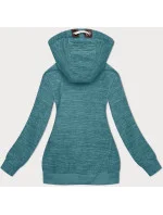 Dámská  mikina v tyrkysové melanžové barvě s kapucí model 21308800 - 6&8 Fashion